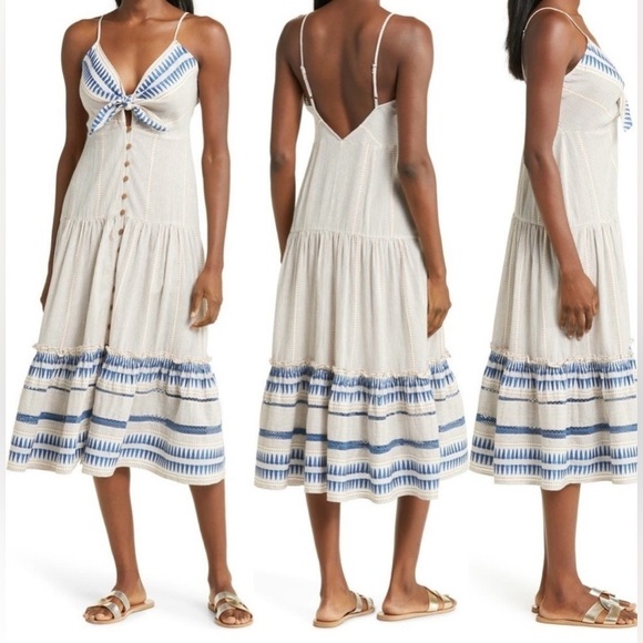 Veronica Beard Abilene Striped Tiered Midi Dress - Picture 1 of 13